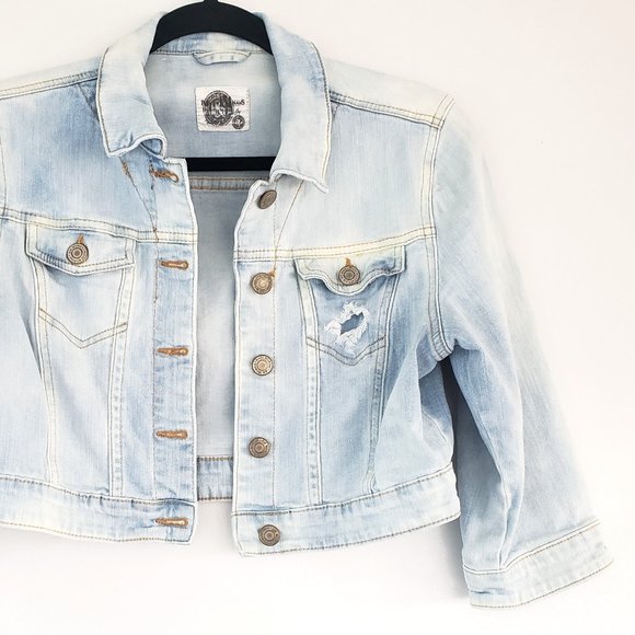 I&M Jeans Jackets & Blazers - I&M Cropped Jean Jacket - Distressed Denim Small